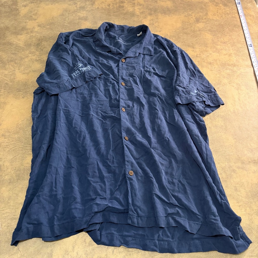Tommy Bahama Silk Button Down Mens 3XL Blue Sydney Classic Golf‎ Embroidered